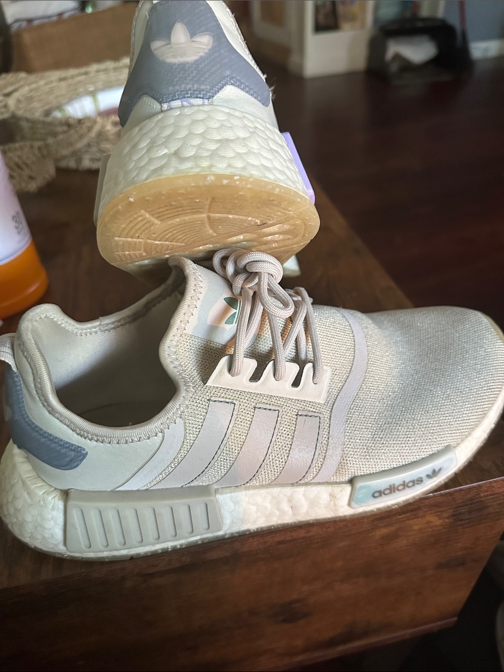 adidas Cream and Light Gray NMD-style Sneakers